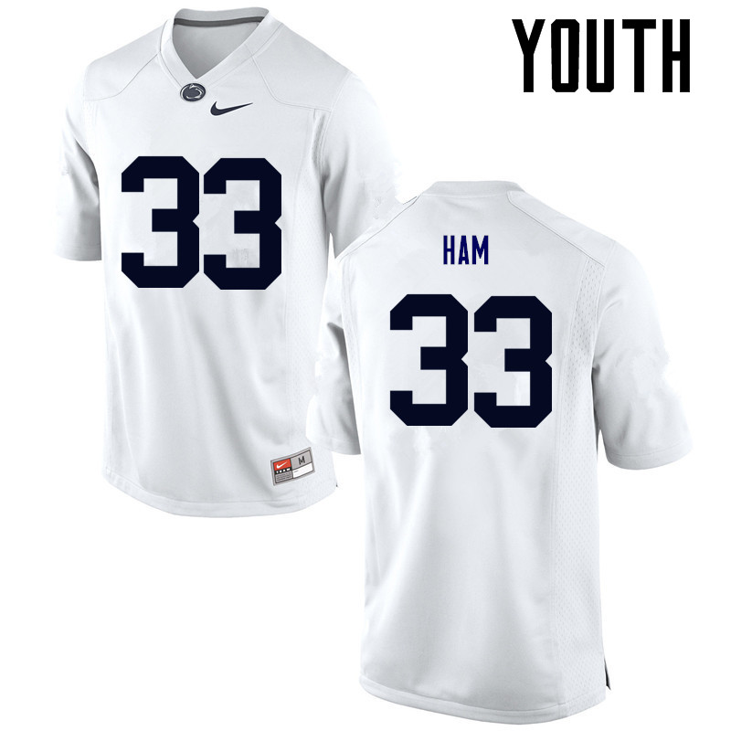 Youth Penn State Nittany Lions #33 Jack Ham College Football Jerseys-White - Click Image to Close